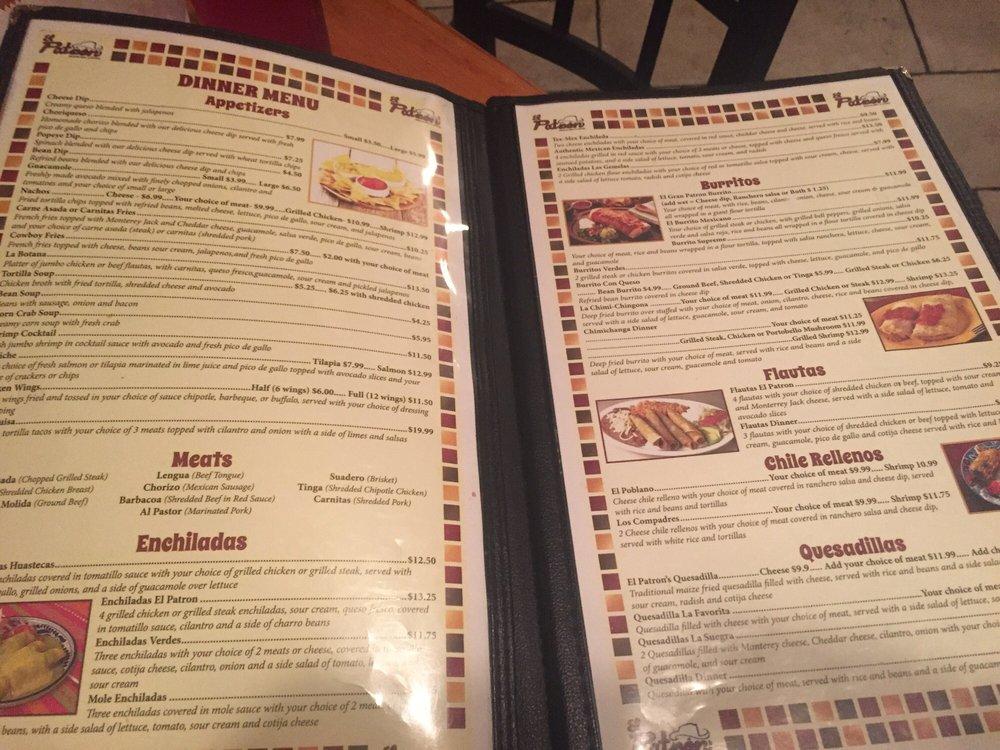 Menu at El Patron Mexican Grill & Cantina pub & bar, Gretna, 516 Gretna
