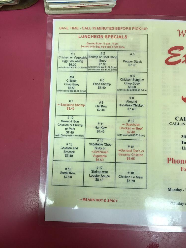 Menu at Wing Hong's Express restaurant, Commerce Charter Township