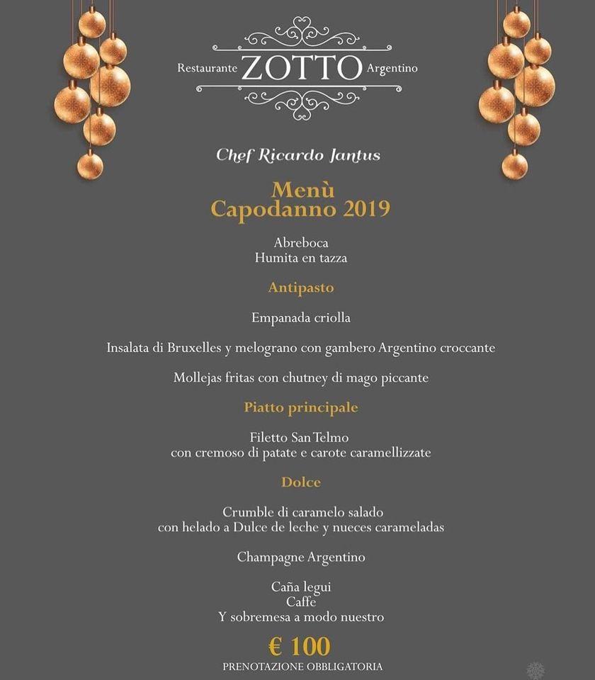 Menu at Restaurante ZOTTO Argentino, Milan
