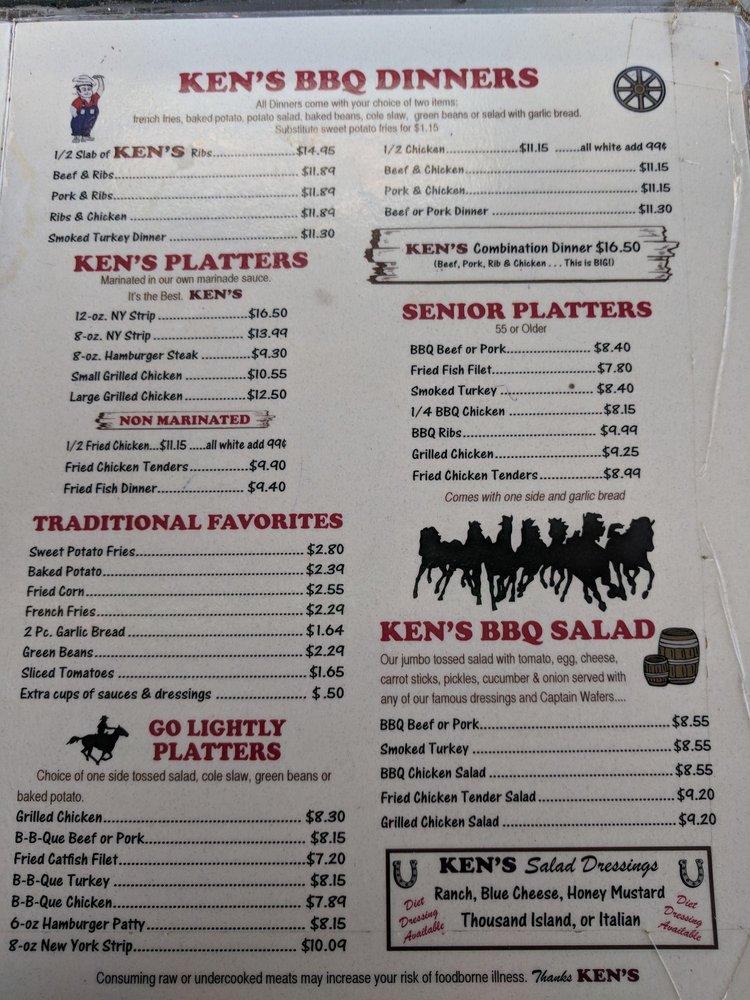 Menu at Ken's BarBQue, Lake City, 387 SW St Margarets St