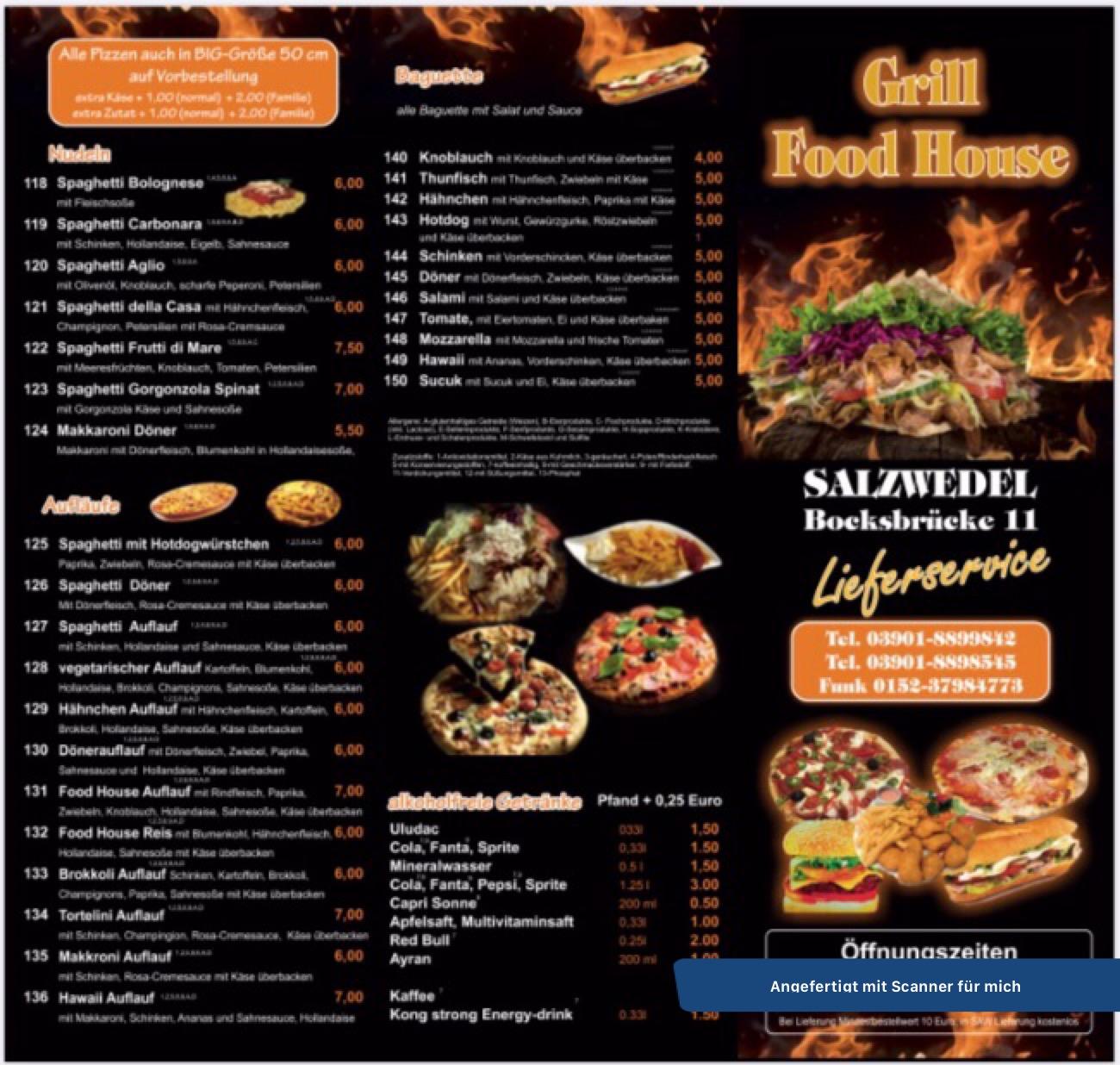 Menu At Food House Restaurant Salzwedel