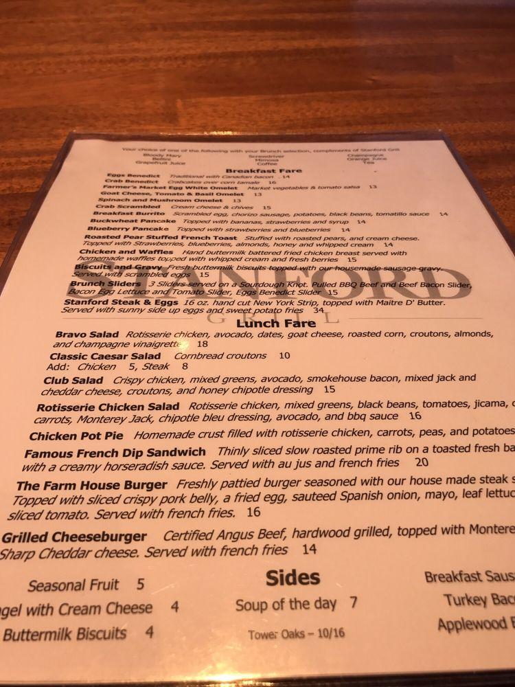 Menu at Stanford Grill Rockville pub & bar, Rockville