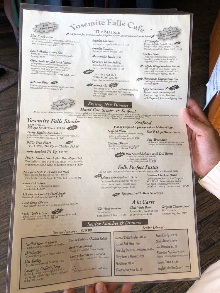 Menu at Yosemite Falls Cafe, Fresno, N Blackstone Ave