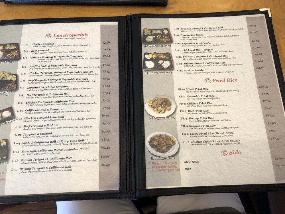 Menu at Sachiko Sushi restaurant, Tucson, E Valencia Rd