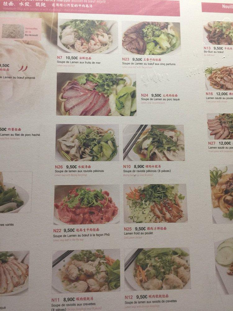 Menu at My Noodles restaurant, Paris