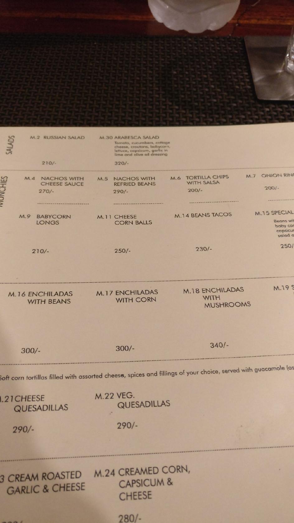 Menu at Eurasia, Bengaluru, 12