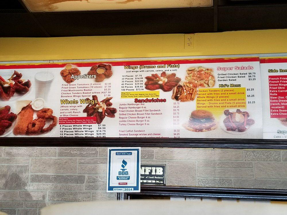 Menu at Rayford's All In One Hot Wings restaurant, Memphis, Berryhill
