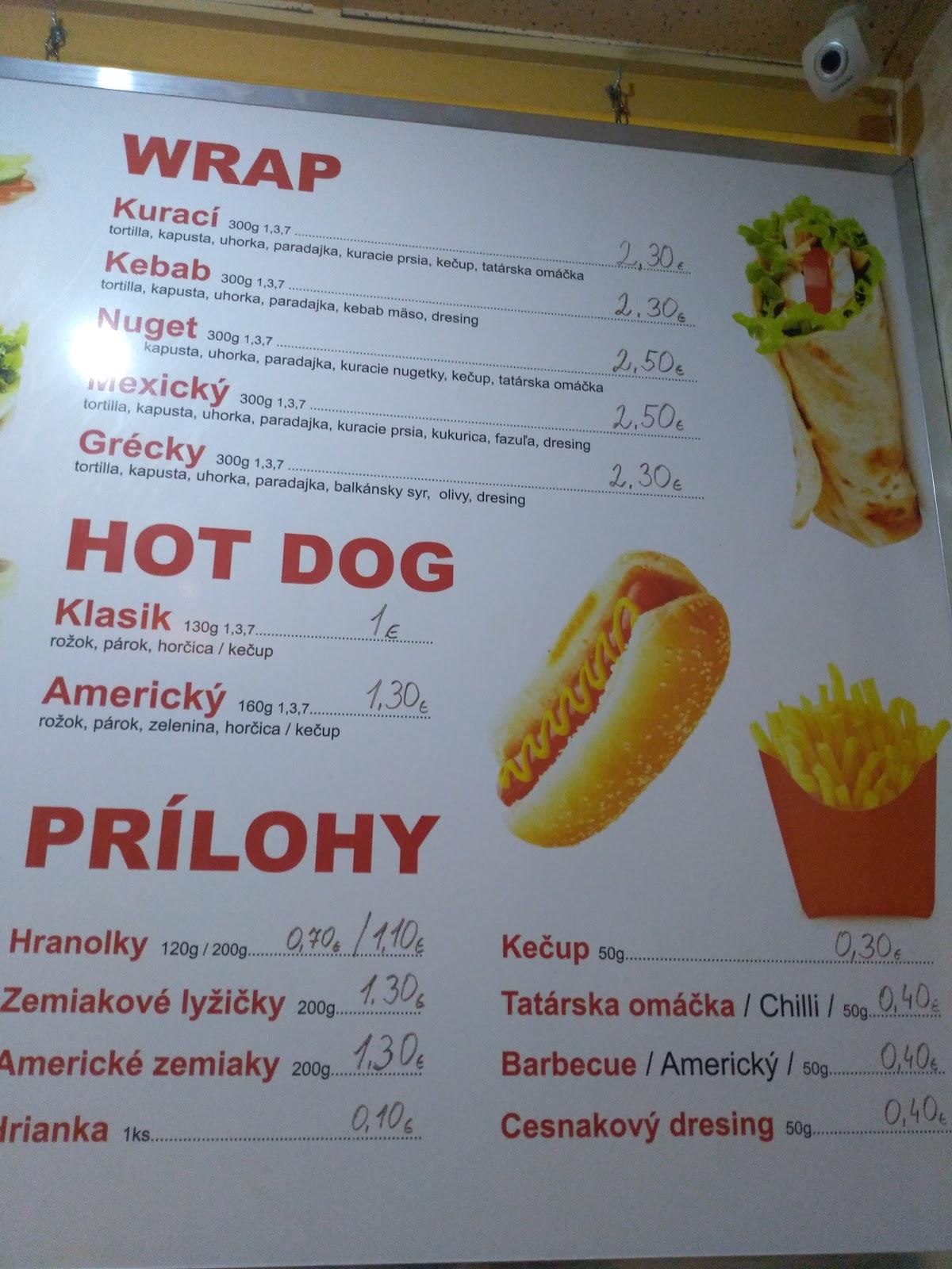 Menu at Fast Food BUFFALO, Michalovce