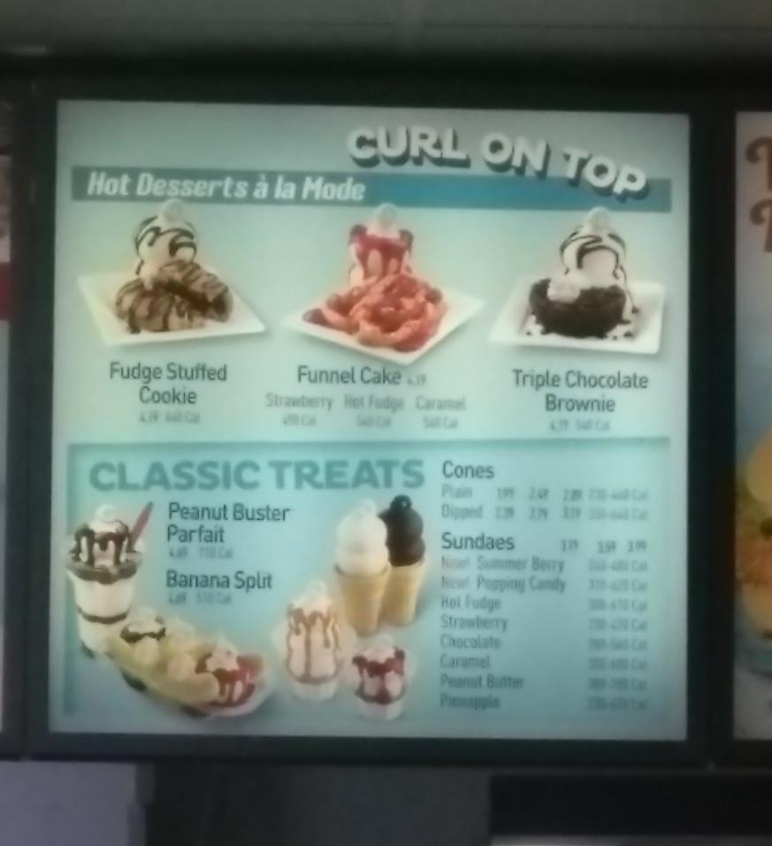 Menu at Dairy Queen restaurant, Roswell, 701 W 2nd St