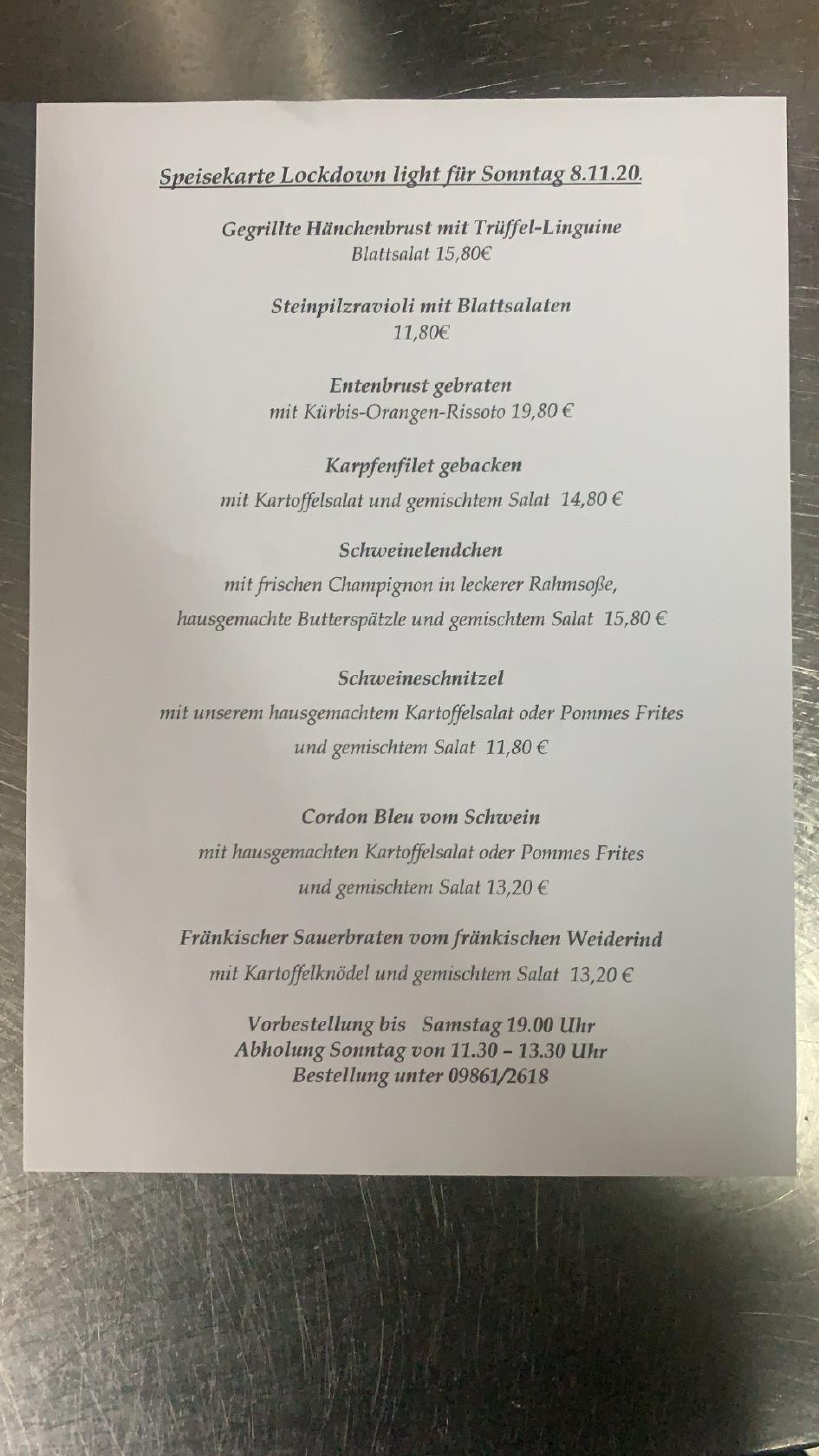 Speisekarte Von Gasthaus Zur Linde Thomas Raidel Restaurant Gebsattel