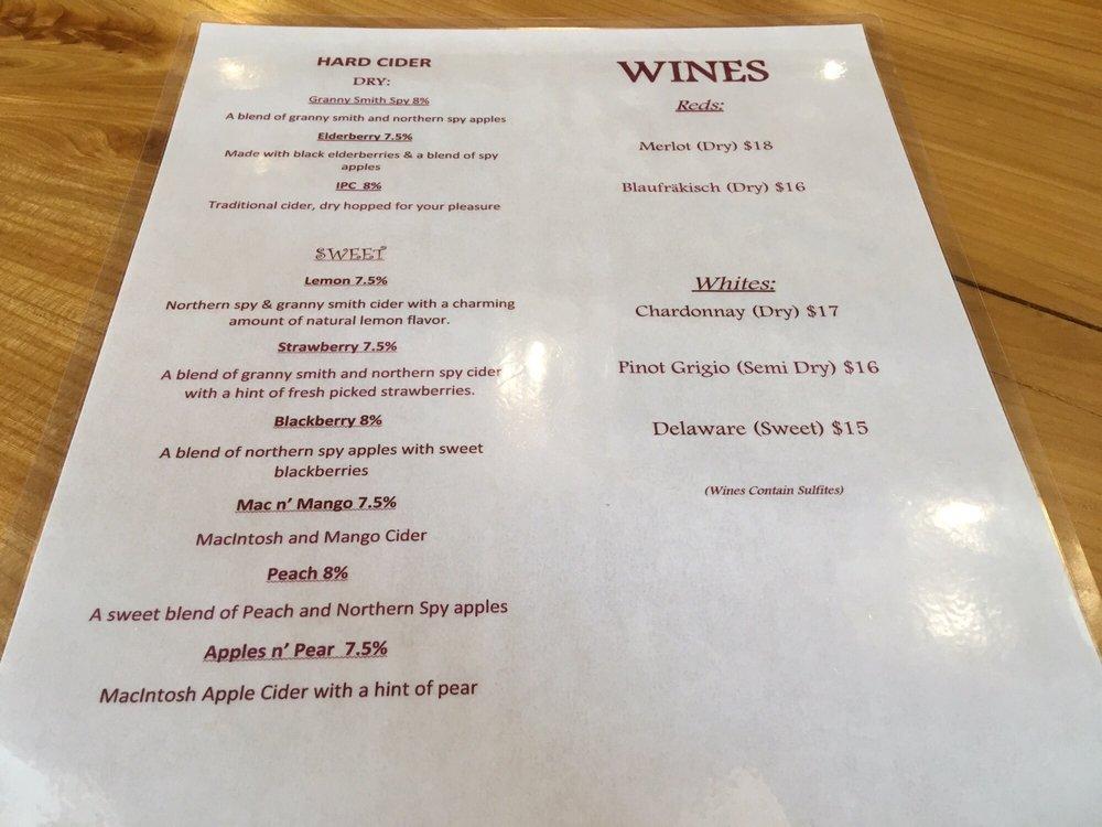Menu at Davenport Cidery & Winery, Meadville