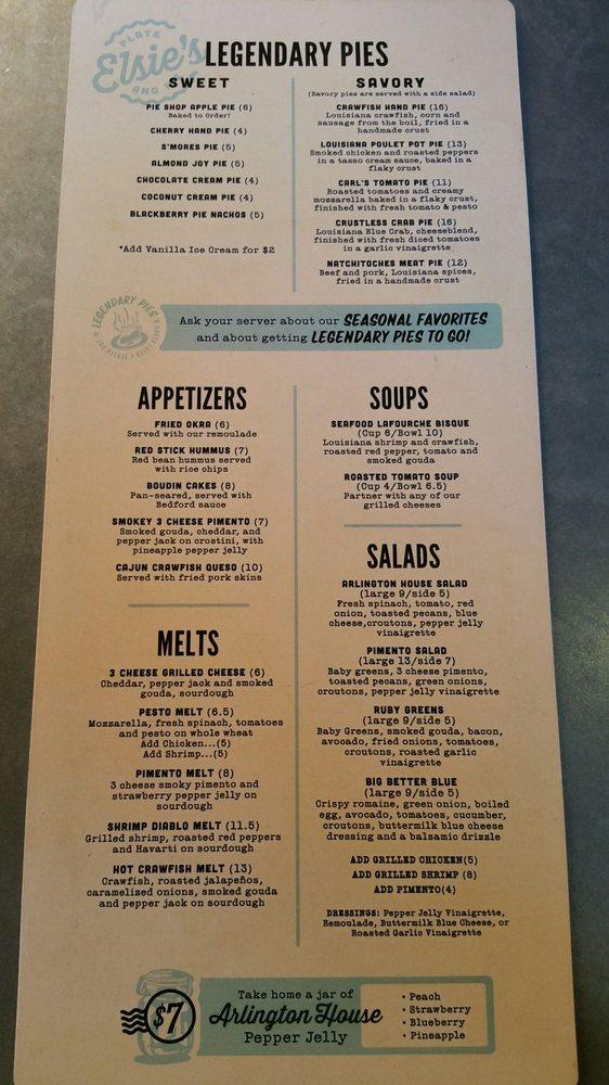 Menu at Elsie's Plate & Pie desserts, Baton Rouge