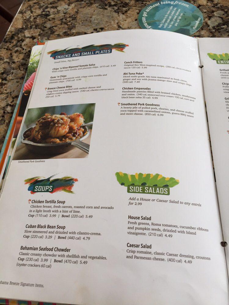 Menu at Bahama Breeze pub & bar, Livonia