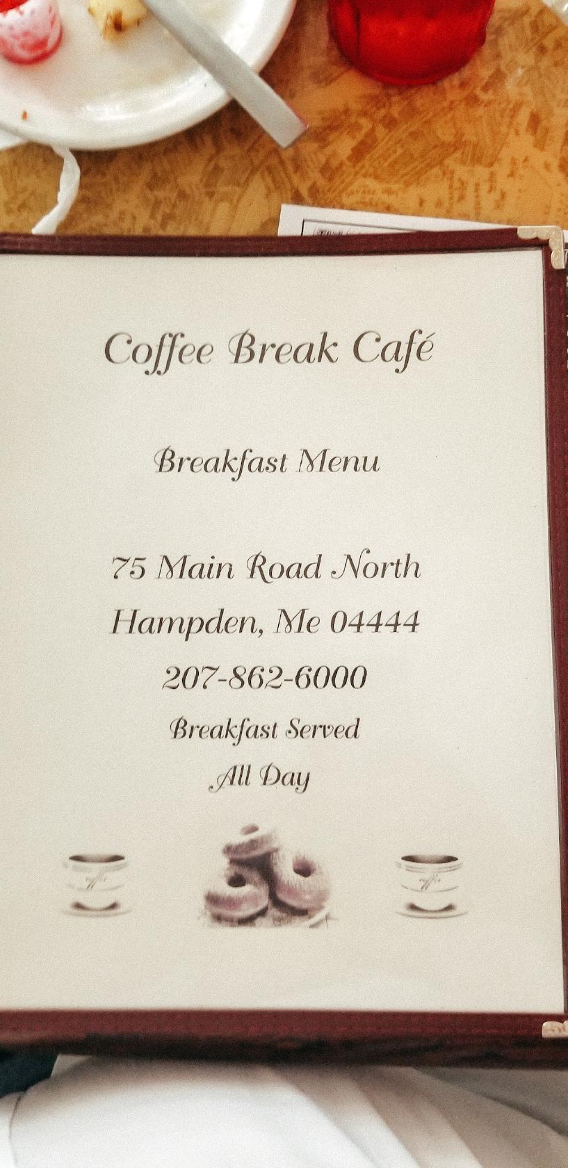 Menu at Coffee Break Cafe, Hampden, 75 Main Rd N