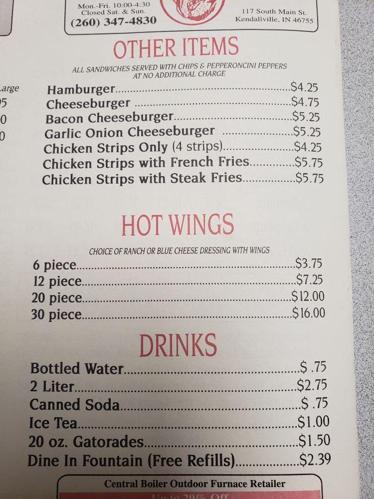 Menu at Pepperoni's Pizza pizzeria, Rome City