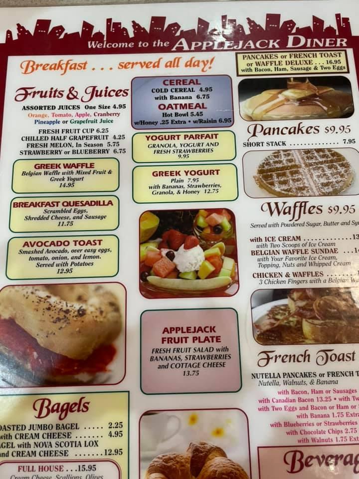 Menu at Applejack Diner desserts, West New York