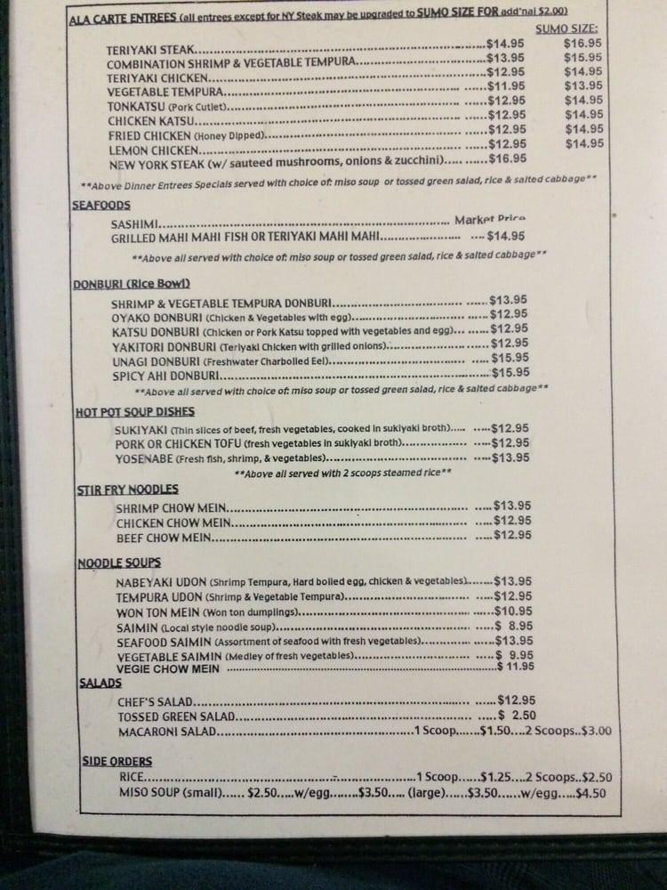 Menu at Ichiban Restaurant & Sushi, Kahului