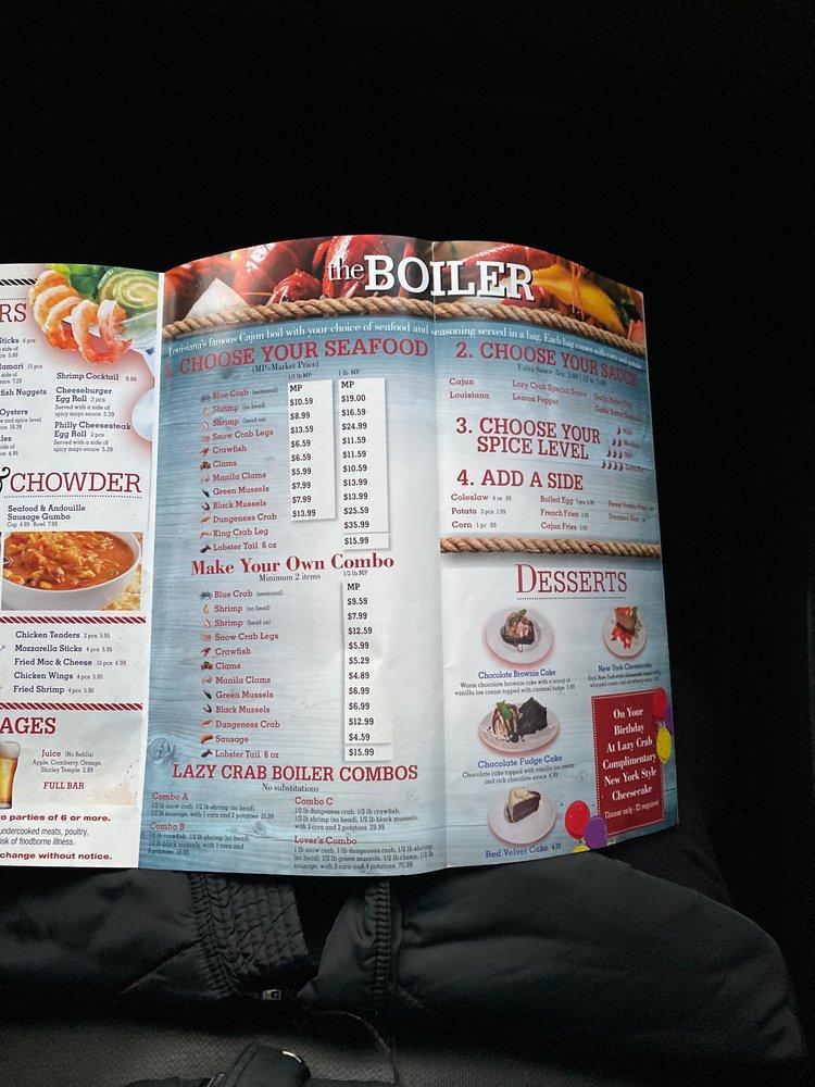 Menu at Lazy Crab, Next to Applebee's on Tara Blvd restaurant, Jonesboro