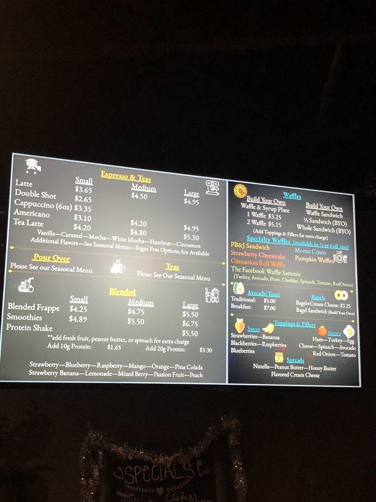 Menu at Lift Coffee Bar, Tahlequah
