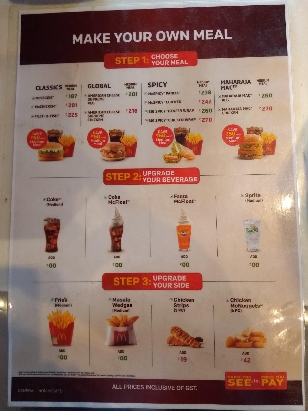 Menu at McDonald's, Ahmedabad, 18