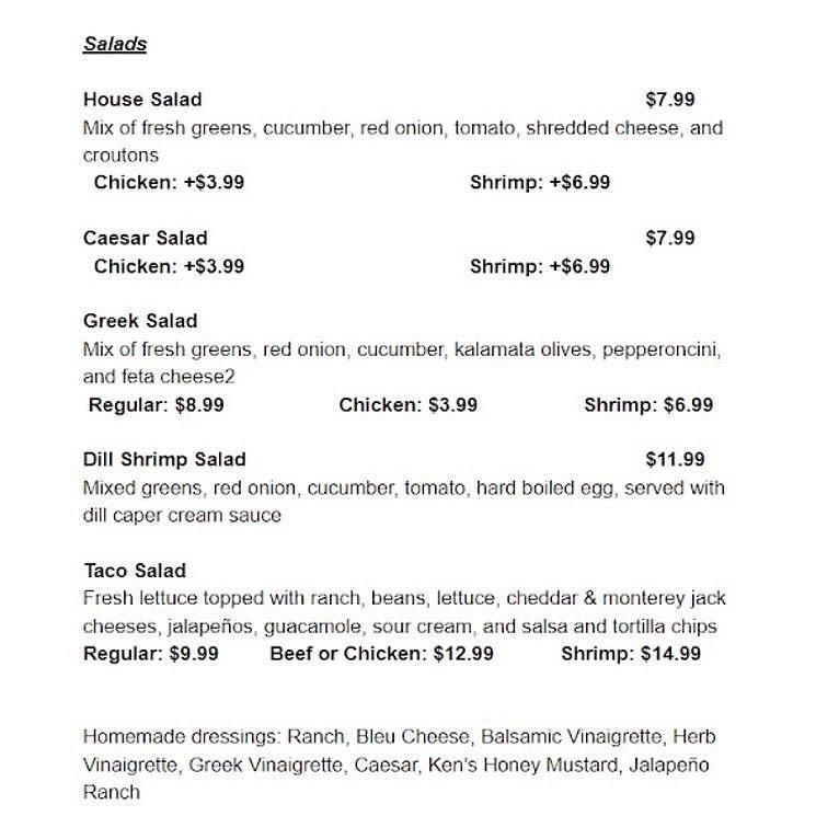 Menu at Tailgate Tavern pub & bar, Aiken