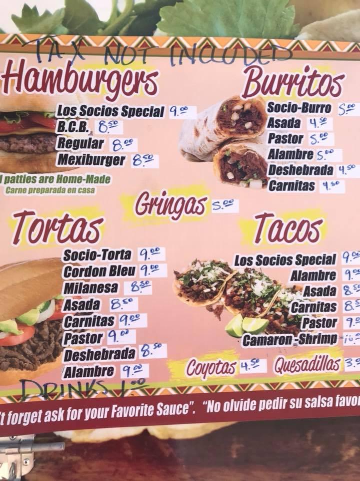 Menu at Los Socios restaurant, Spearman