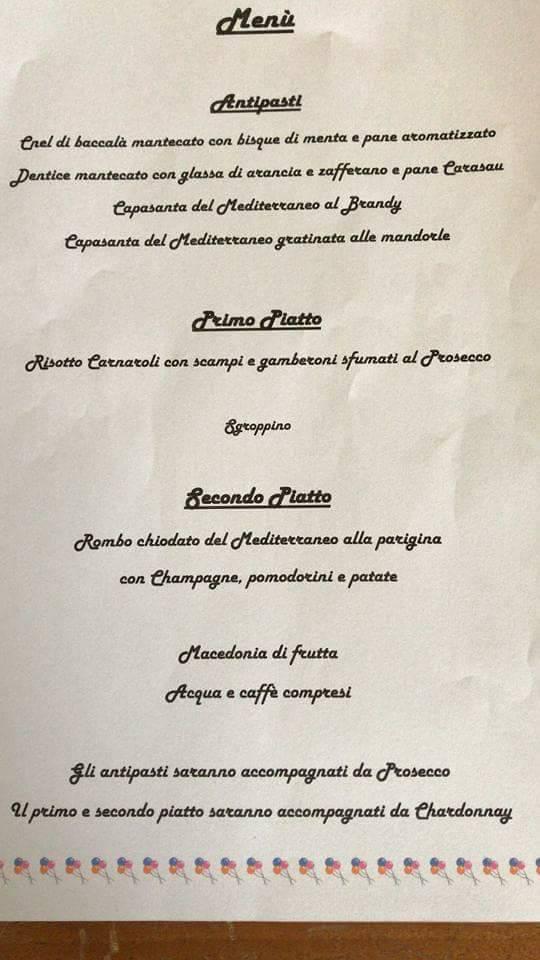 Menu de The One ristorante