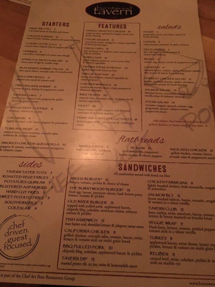 Menu at Burntwood Tavern restaurant, Brecksville, Brecksville Rd