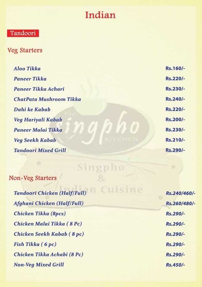 SINGPHO KITCHEN menu