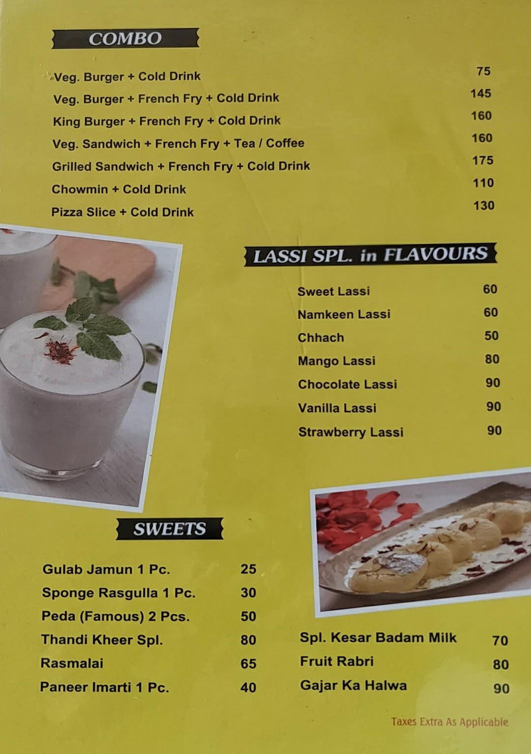 Menu At Sanjha Chulha Dhaba, India