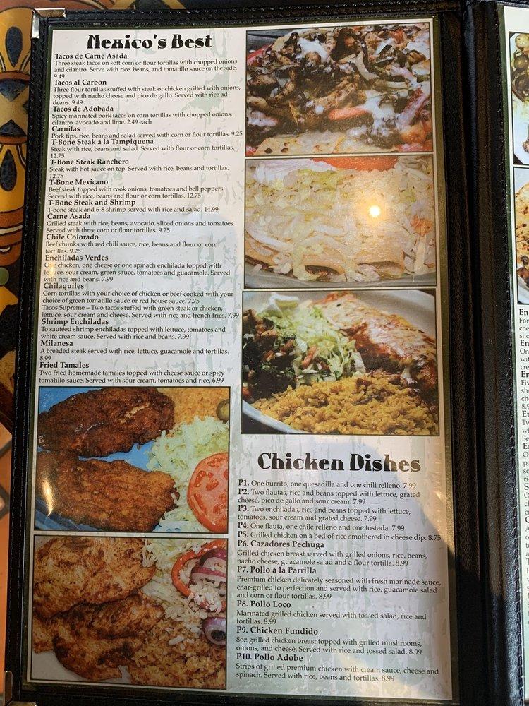 Menu at Cazadores restaurant, Ridgeland