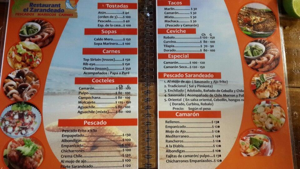 Carta del restaurante El Zarandeado, Culiacán Rosales, Sagitario 1870