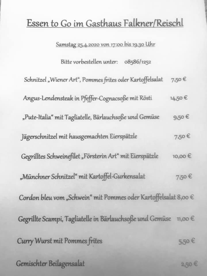 Speisekarte von Gasthaus Falknerreischl Inh. Markus Reischl restaurant
