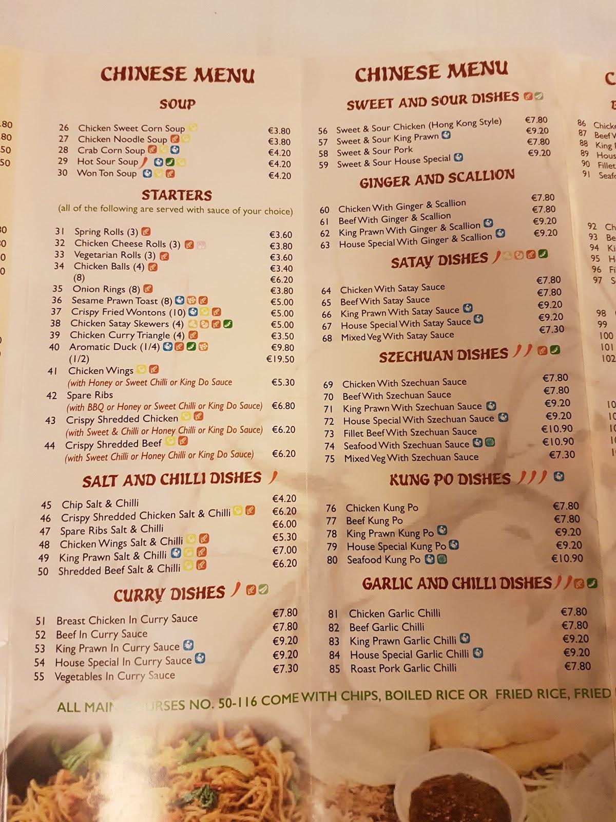 Menu at Golden Palace Chinese Restaurant & Take Away, Maynooth