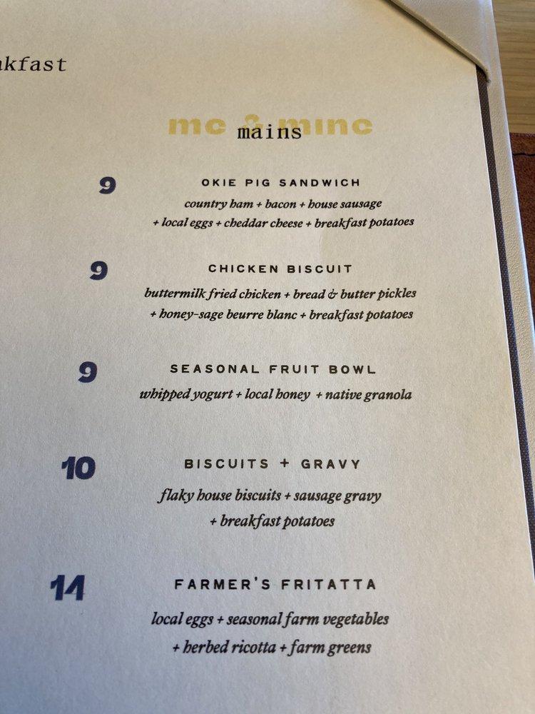 Carta del pub y bar Milo at The Ellison, Oklahoma City
