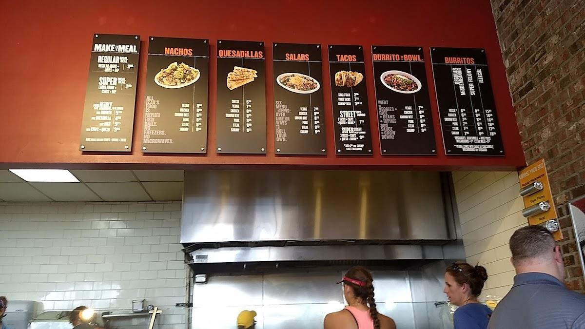 Menu at Izzo's Illegal Burrito Burbank restaurant, Baton Rouge