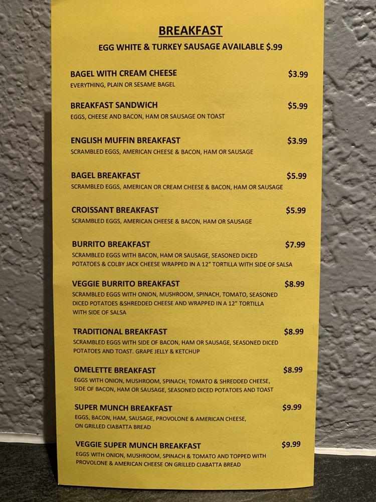 Menu at Munch A Lunch cafe, Tempe