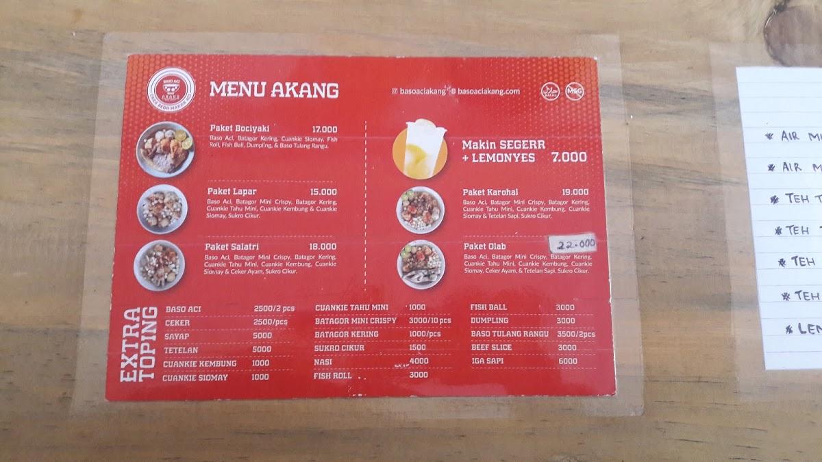 Menu At Baso Aci Akang Tlogomas Restaurant Malang