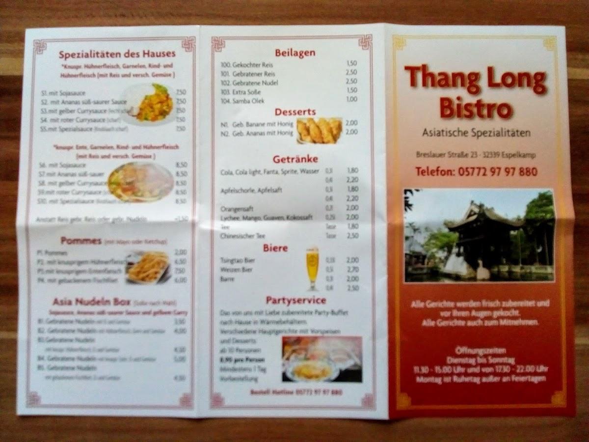 Speisekarte Von Thang Long Bistro Restaurant Espelkamp