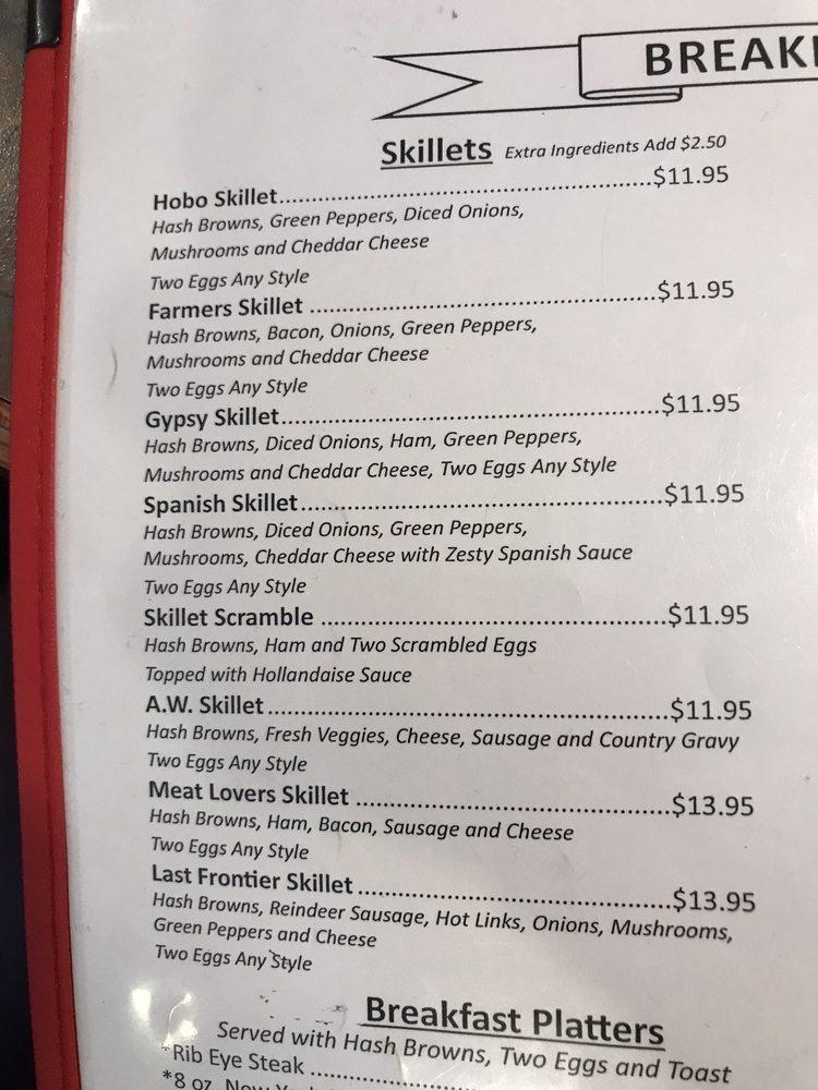 Menu at Airport Way Restaurant, Fairbanks