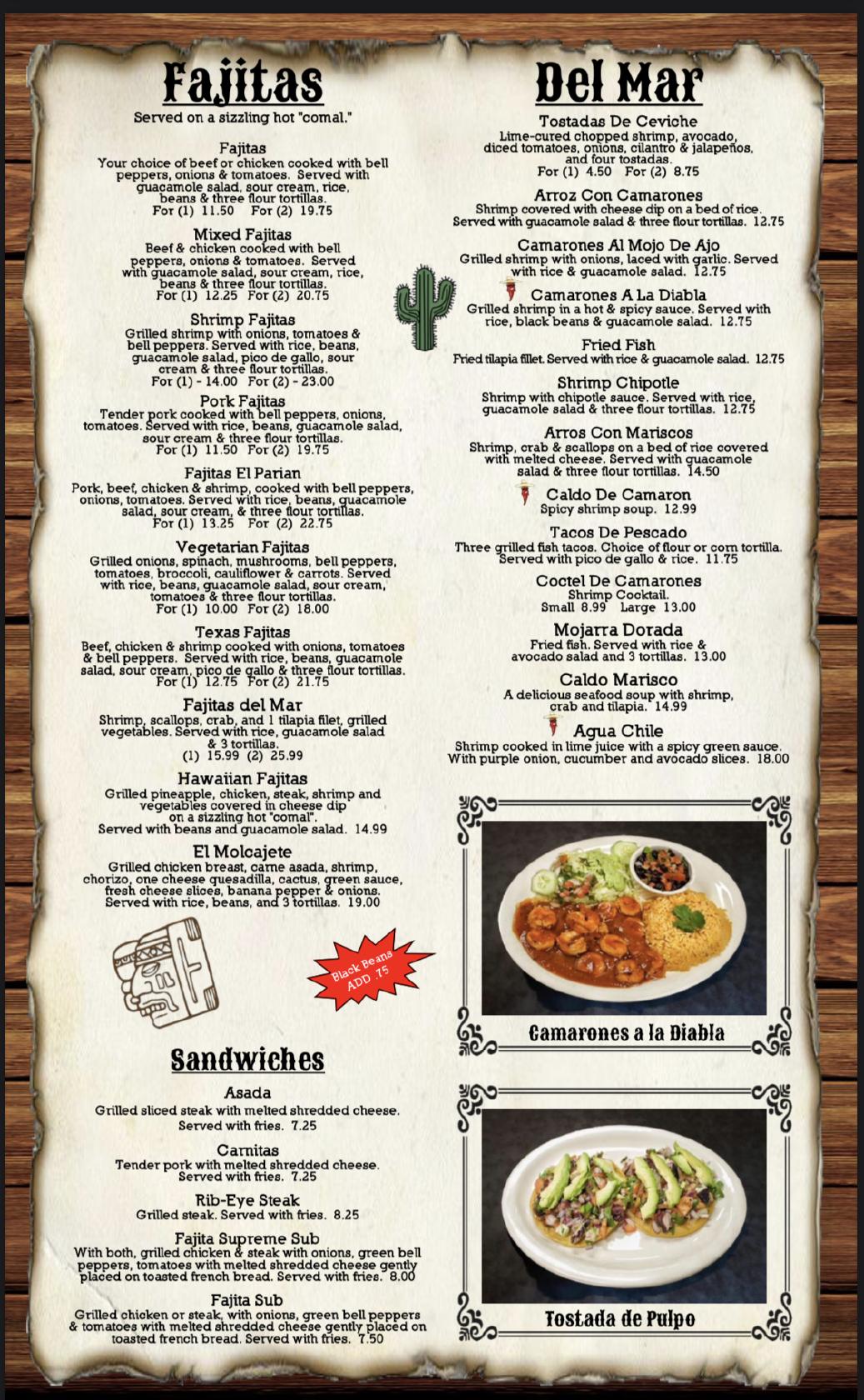 Menu at El Parian Mexican Parrilla and Bar, Hartwell
