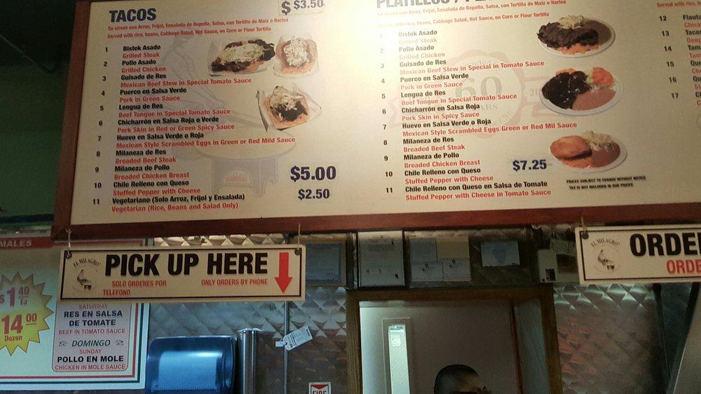 Carta del restaurante El Milagro Tortilla, Chicago, S Blue Island Ave