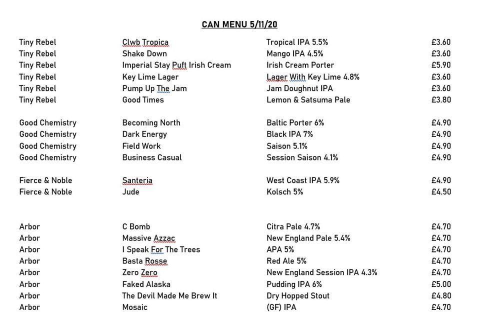 Menu at The Lyons Den Micropub, Bristol