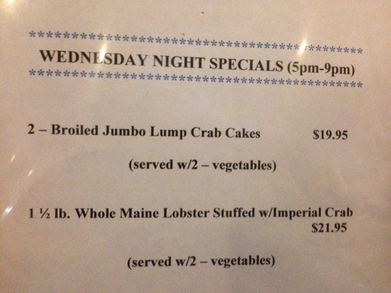 Menu at Michael's Steak & Lobster House steakhouse, Baltimore