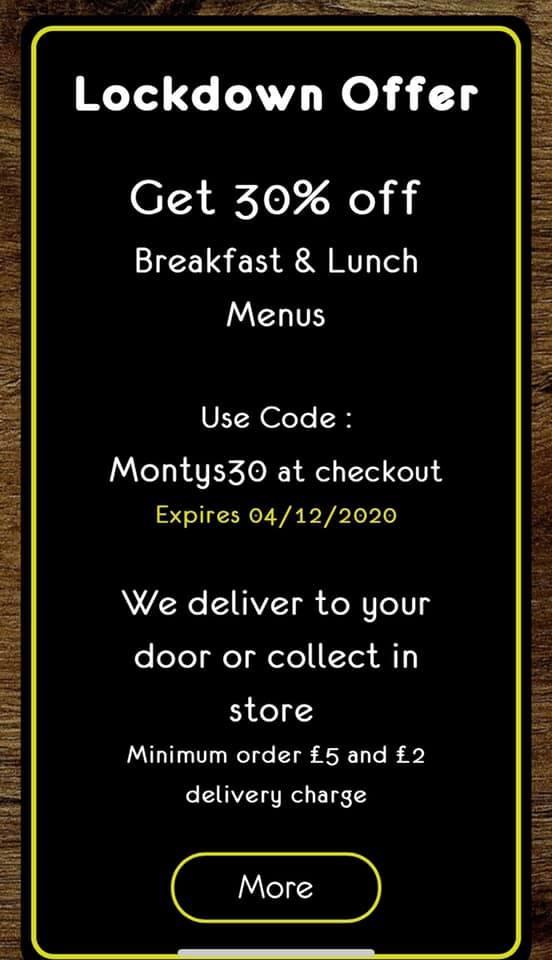 Carta de Montys Deli Sandwich Bar, Birmingham