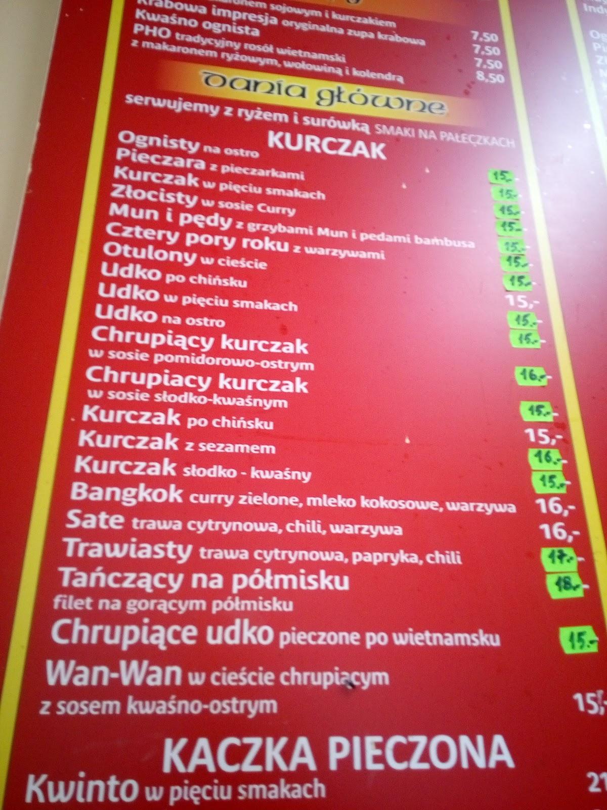 Menu At Bar Sajgon Warsaw Panny Wodnej 46 48