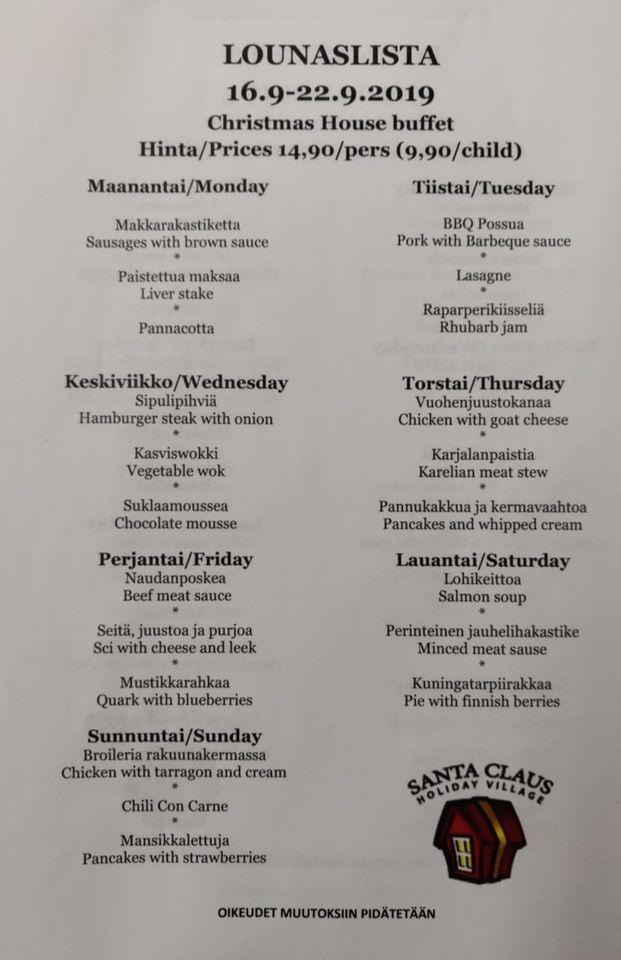 Menu at Santa's Restaurant (Christmas House Restaurant & Coffee Bar