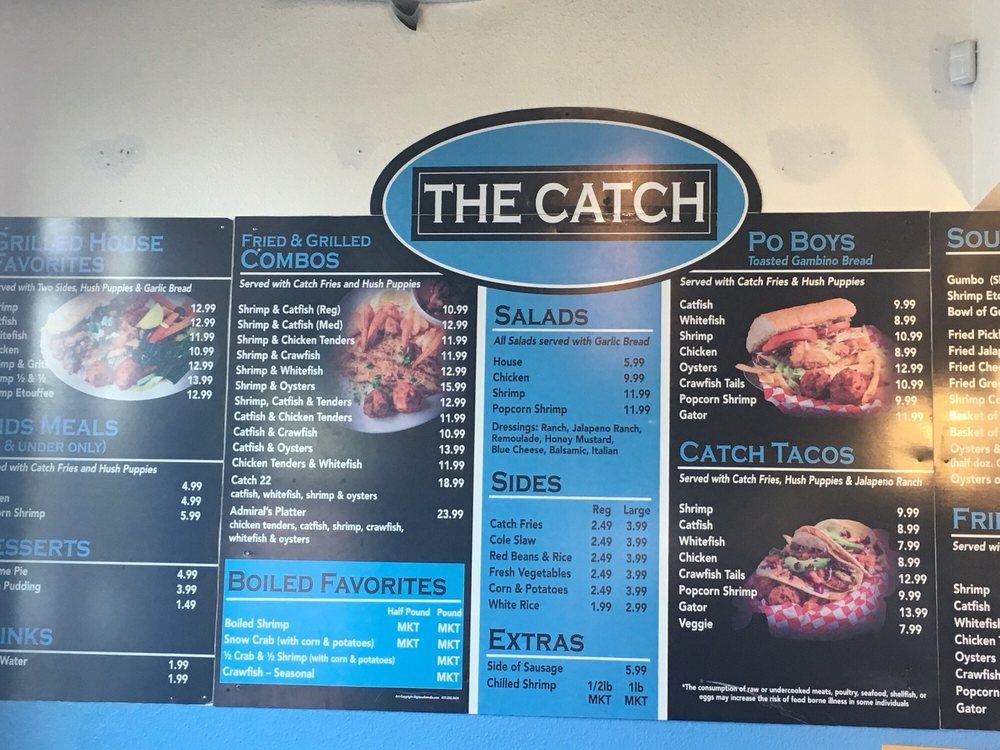 Menu at The Catch restaurant, Waco