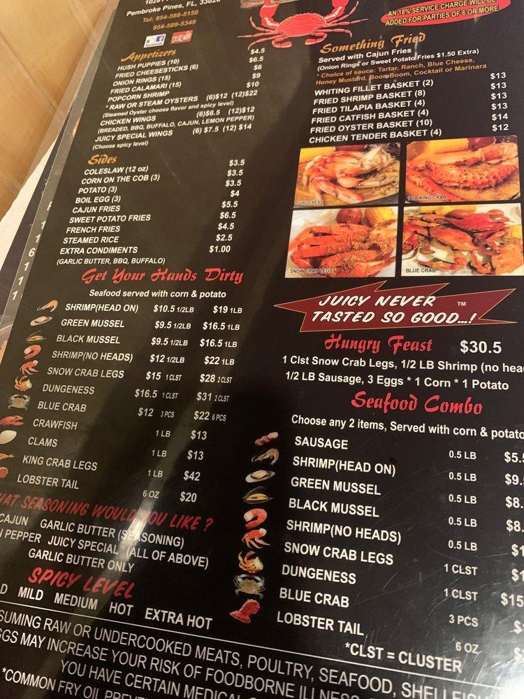 Menu at The Juicy Crab restaurant, Pembroke Pines