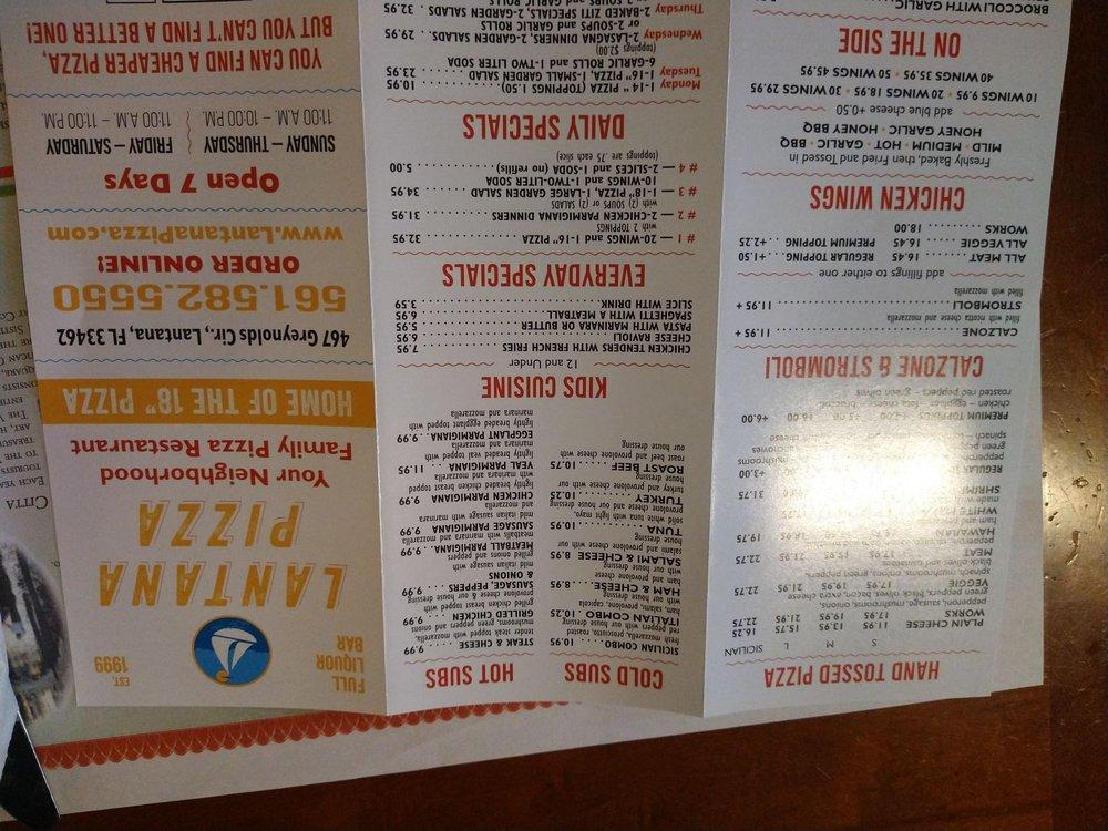 Menu at Lantana Pizza pizzeria, Lantana, 467 Greynolds Cir